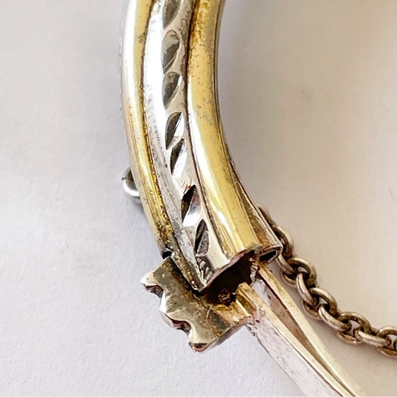 Sterling silver and vermeil hinged bangle bracelet vintage - Picture 6 of 9
